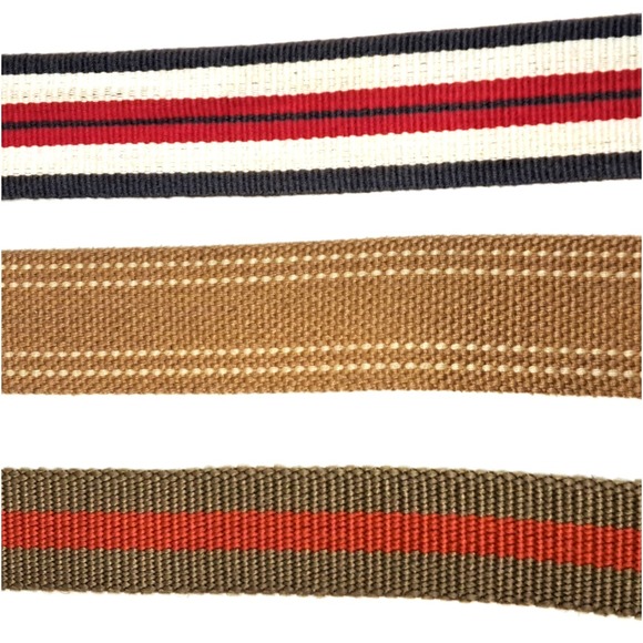 Canvas Belts Lot Of 3 Mens Belt Casual Retro Outdoors Preppy Classic Striped - Picture 3 of 8